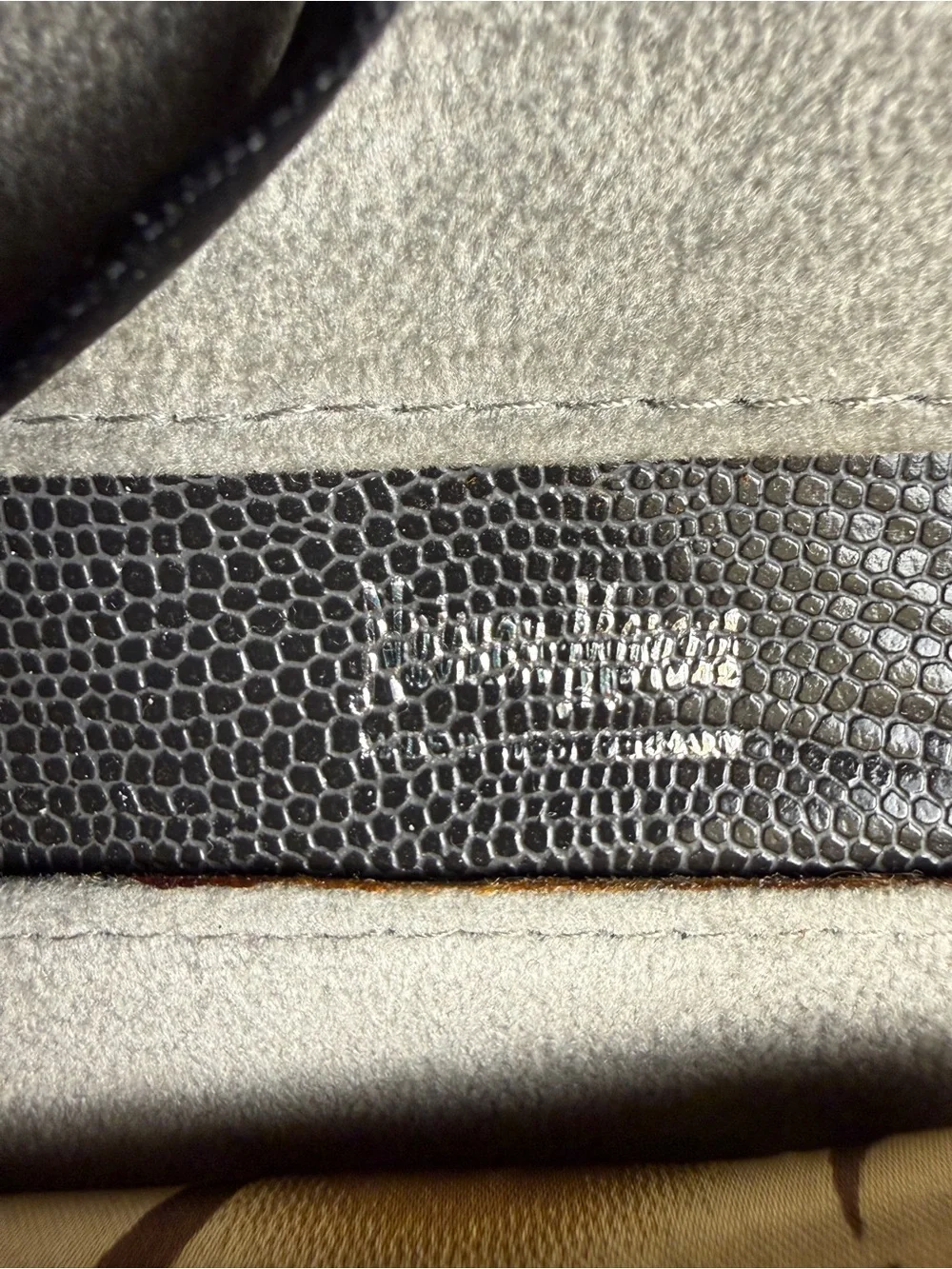 Vintage Neiman Marcus Charcoal Gray Lizard Embossed Tie Organizer West Germany